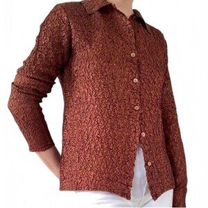 Vintage Textured Button-Up Long Sleeve Shirt